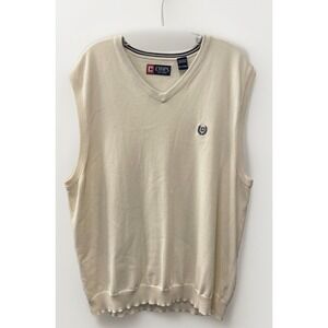 Chaps Ralph Lauren Mens Size XL Ivory Sleeveless Knit Pullover Vest NNT V Neck‎